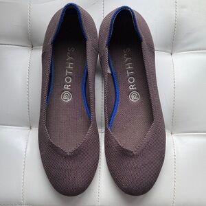 Rothy's Brown Knit Ballet Flats with Blue Trim